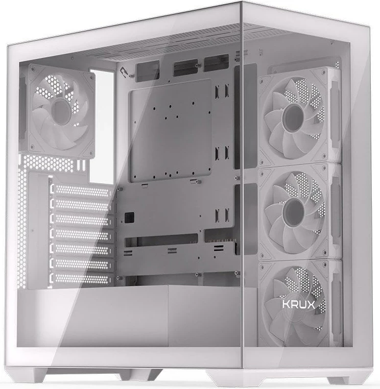 Moderna računalniška ohišje KRUX EXO KRXD009, kaljeno steklo, belo