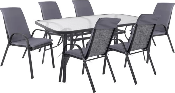 Set jedilne mize 7 kosov stoli z blazino in miza 160x90 FH10571.01 siva