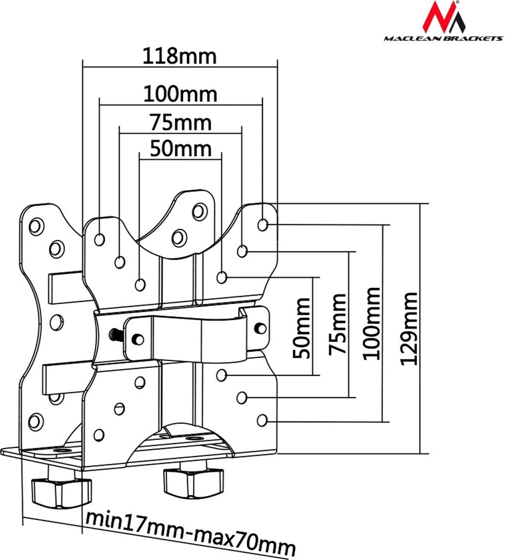 Nosilec za mini računalnik Maclean MC-720, črn