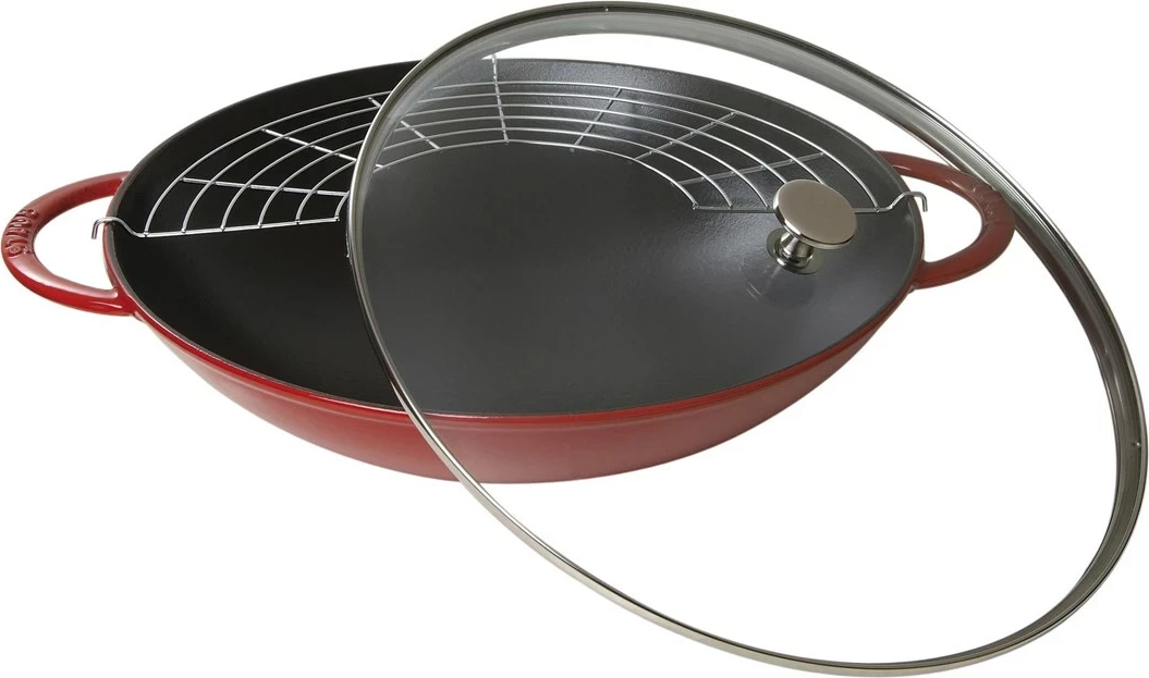 Litoželezni lonec s pokrovom STAUB, 37 cm, rdeč