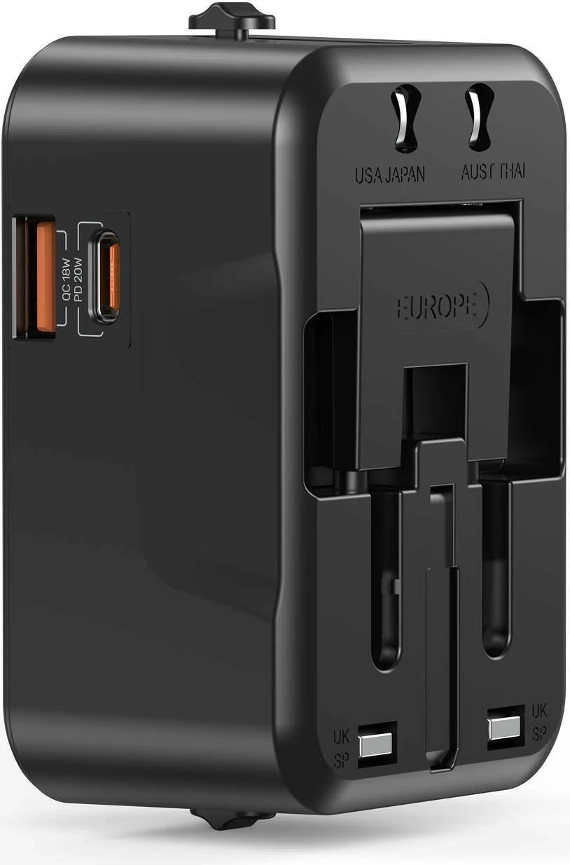 Potovalni polnilec Unitek, PD 20 W, črn