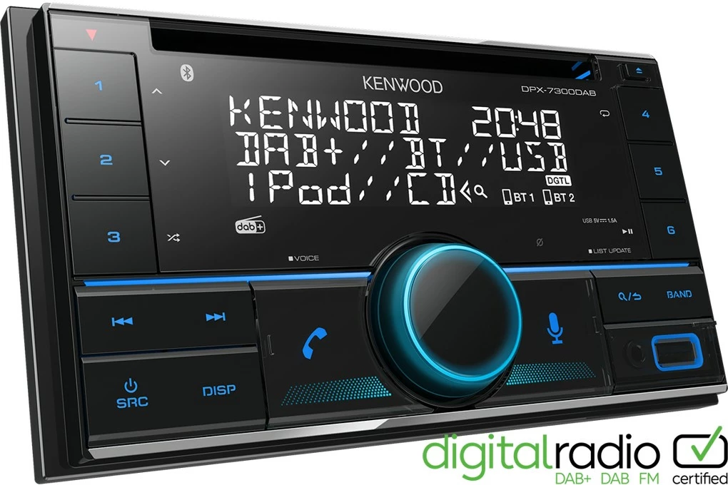 Avtoradio Kenwood DPX-7300DAB, 2 DIN, Bluetooth, DAB+, CD, USB, črn