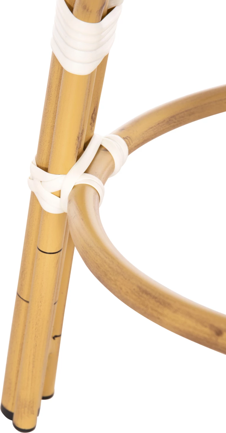 Aluminijasti okrogli stol CHINO FH6285.03 videz bambusa-tekstilen v beli-črni barvi Φ36x46Hcm