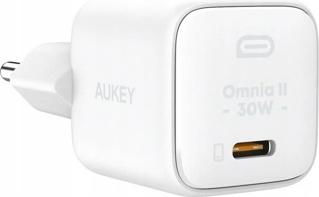 Stenski polnilec 30 W, 1x USB-C, bel AUKEY Omnia II Mini PA-B1L