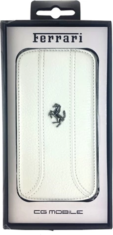 Usnjen ovitek za telefon, Ferrari FEFFFLBKS4FW, za Samsung Galaxy S4, bel
