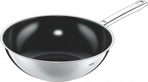 Wok 28 cm Wuhan, inox jeklo, dolga ročica