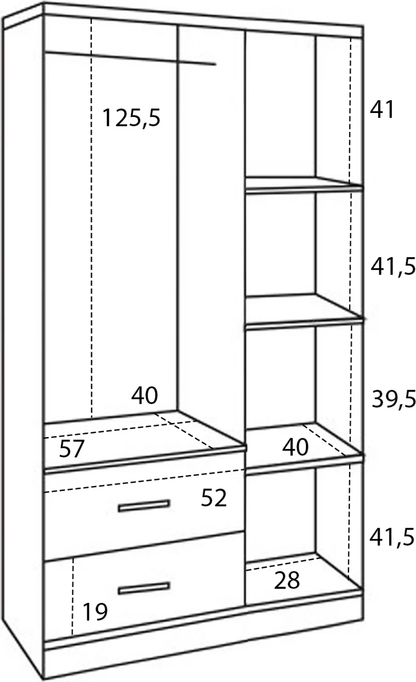 Garderobna omara 3 vrata z 2 predali FH340.02 Sonama 89x42,5x181