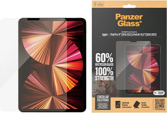 Zaščitno steklo Ultra-Wide Fit za iPad Pro 11" / iPad Air 10.9" (2018–2022), PanzerGlass, antibakterijsko