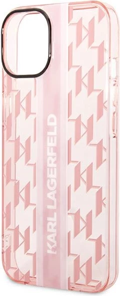 Prozoren ovitek z navpičnimi črtami Karl Lagerfeld za iPhone 14 Plus 6,7", roza