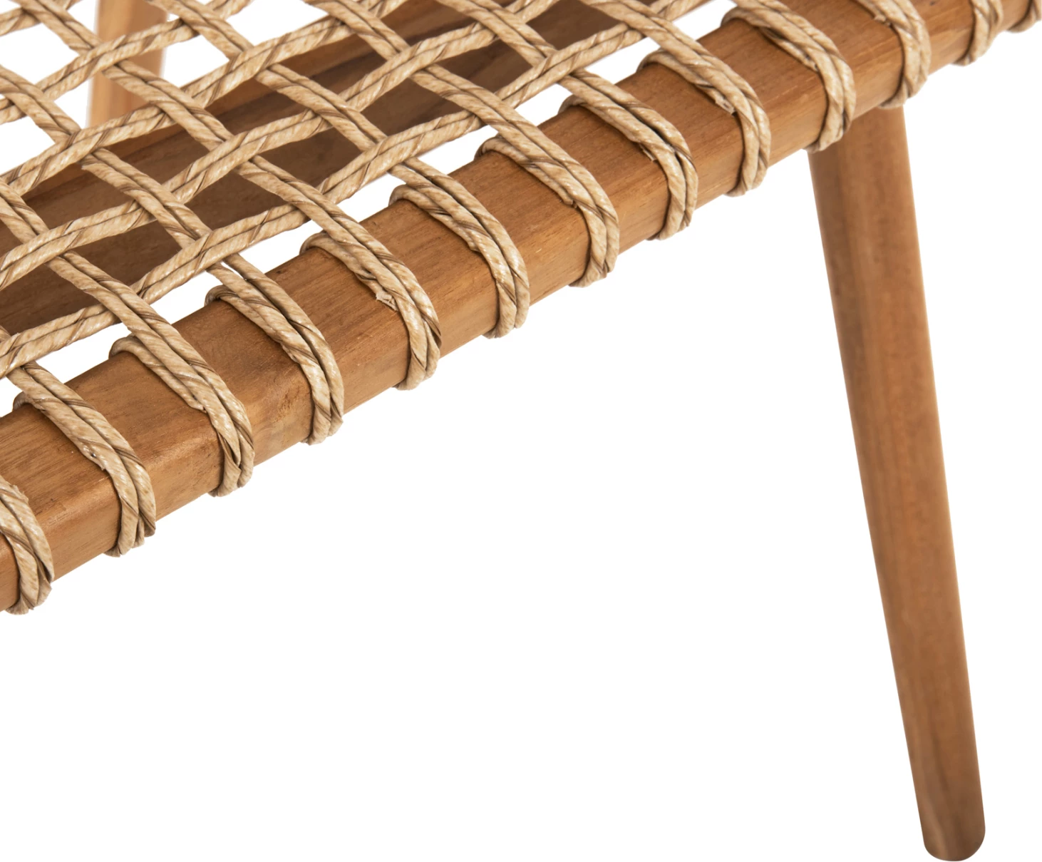 VAYA naslanjač iz tikovine in sintetične vrvi v naravni barvi 54x59x84Hcm