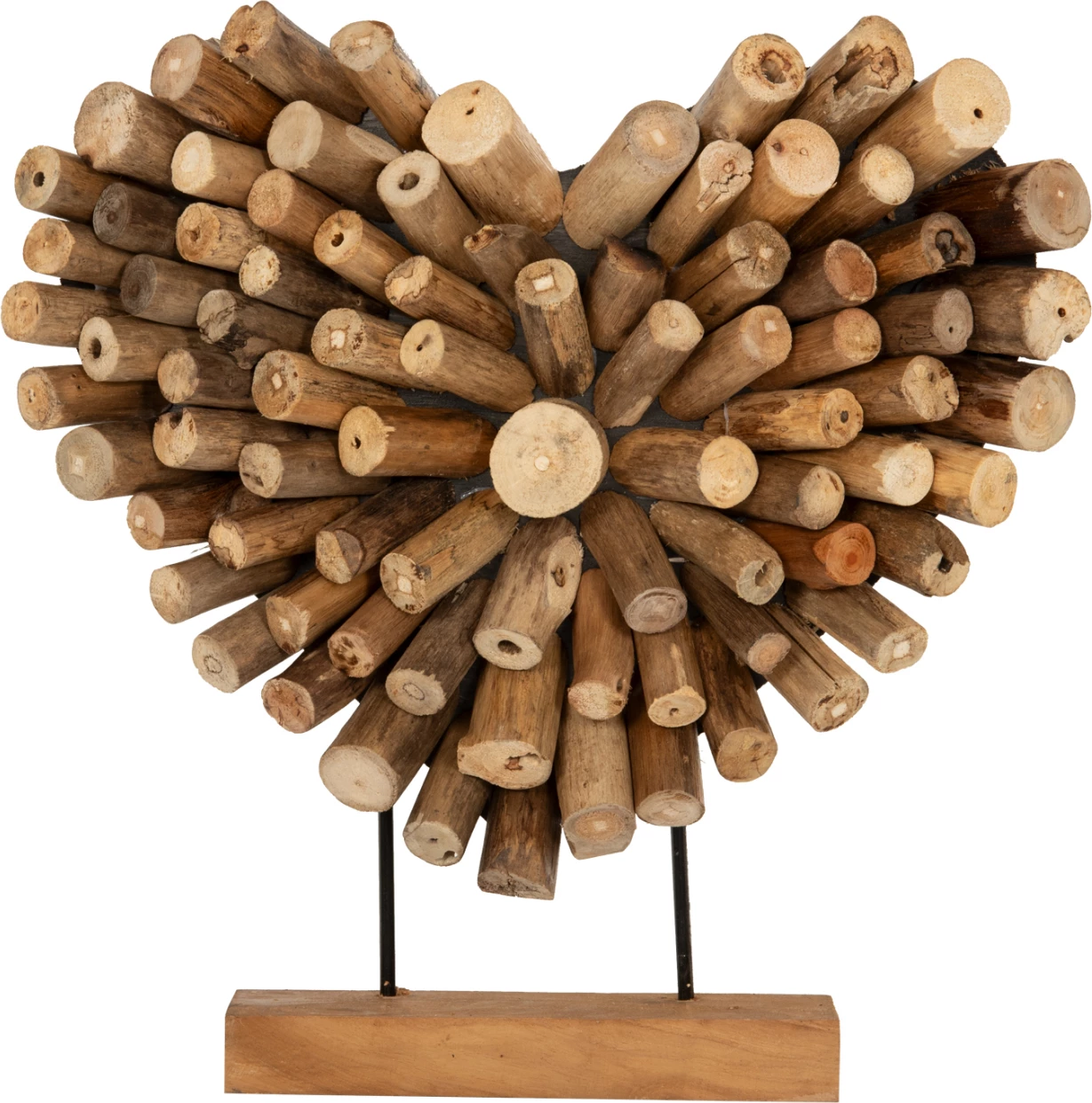 Namizna dekoracija SHINZO FH7909 v obliki srca iz vejevja tikovine v naravni barvi 44x5x44H cm