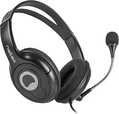 Slušalke z žico Natec Bear 2, z boom mikrofonom in nastavitvijo položaja, črne