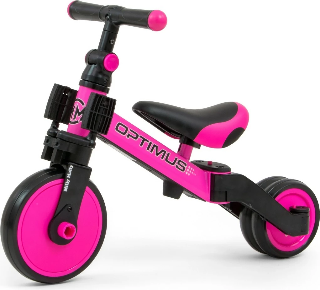 Tricikel 3-v-1 za deklice, Milly Mally Optimus, roza