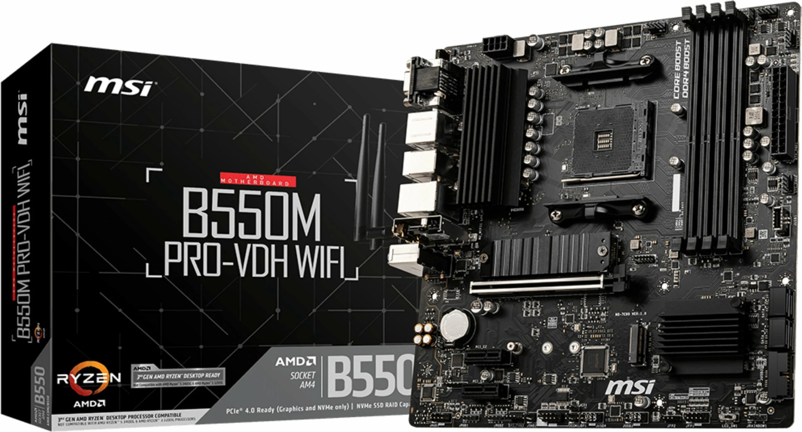 Plošča AM4 MSI B550M PRO-VDH WIFI, DDR4-SDRAM, 128 GB