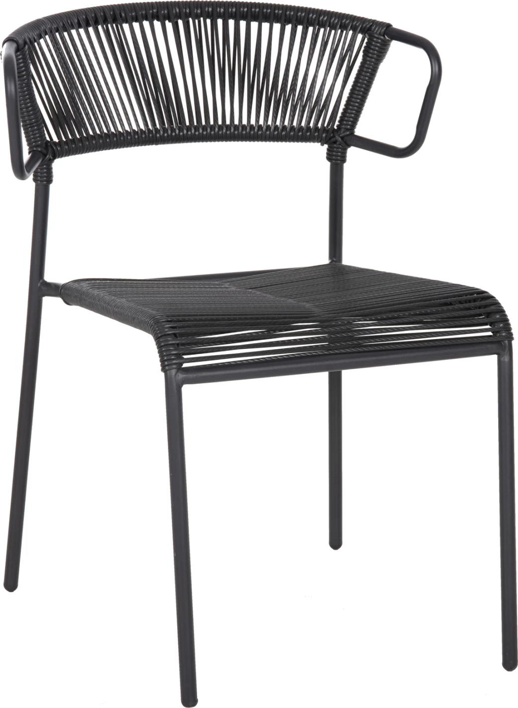 Stol SUKI FH6053.02 kovinski in sintetični ratan v črni barvi 54x62x80H cm