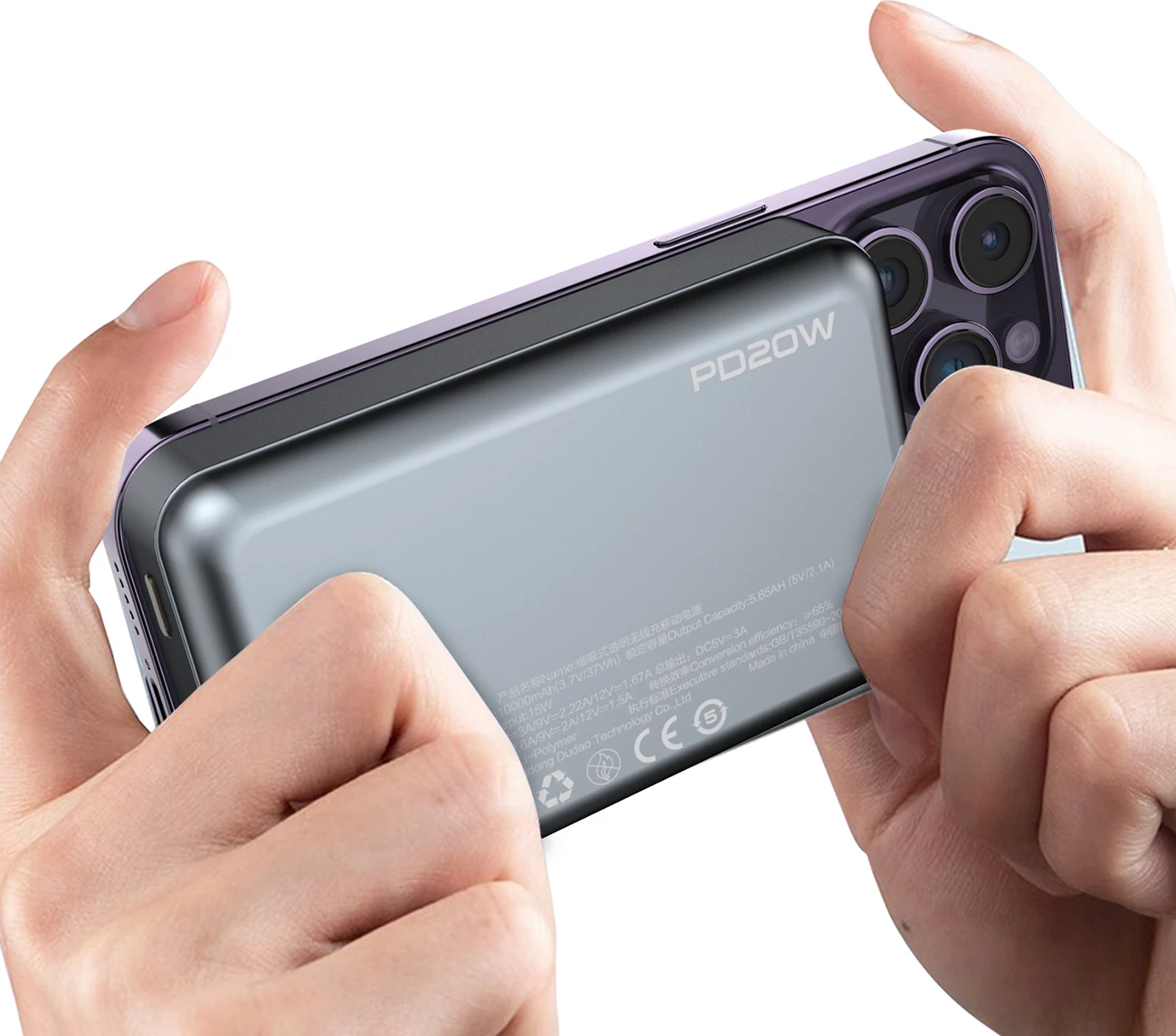 Power bank Dudao TGK1, 10000 mAh, MagSafe brezžično, 20 W, črn