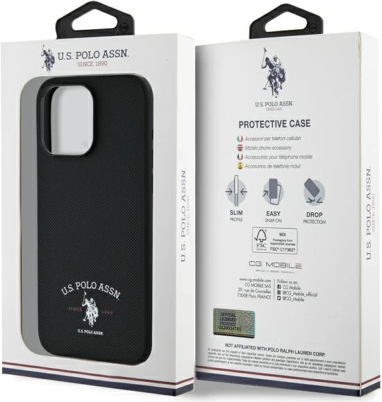 Zaščitni ovitek za iPhone 15 Pro Max 6,7", U.S. Polo Assn. USHCP15XPARK, črn
