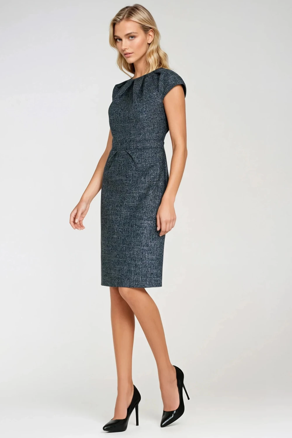 Elegantna ženska obleka Nife 217598, temno modra