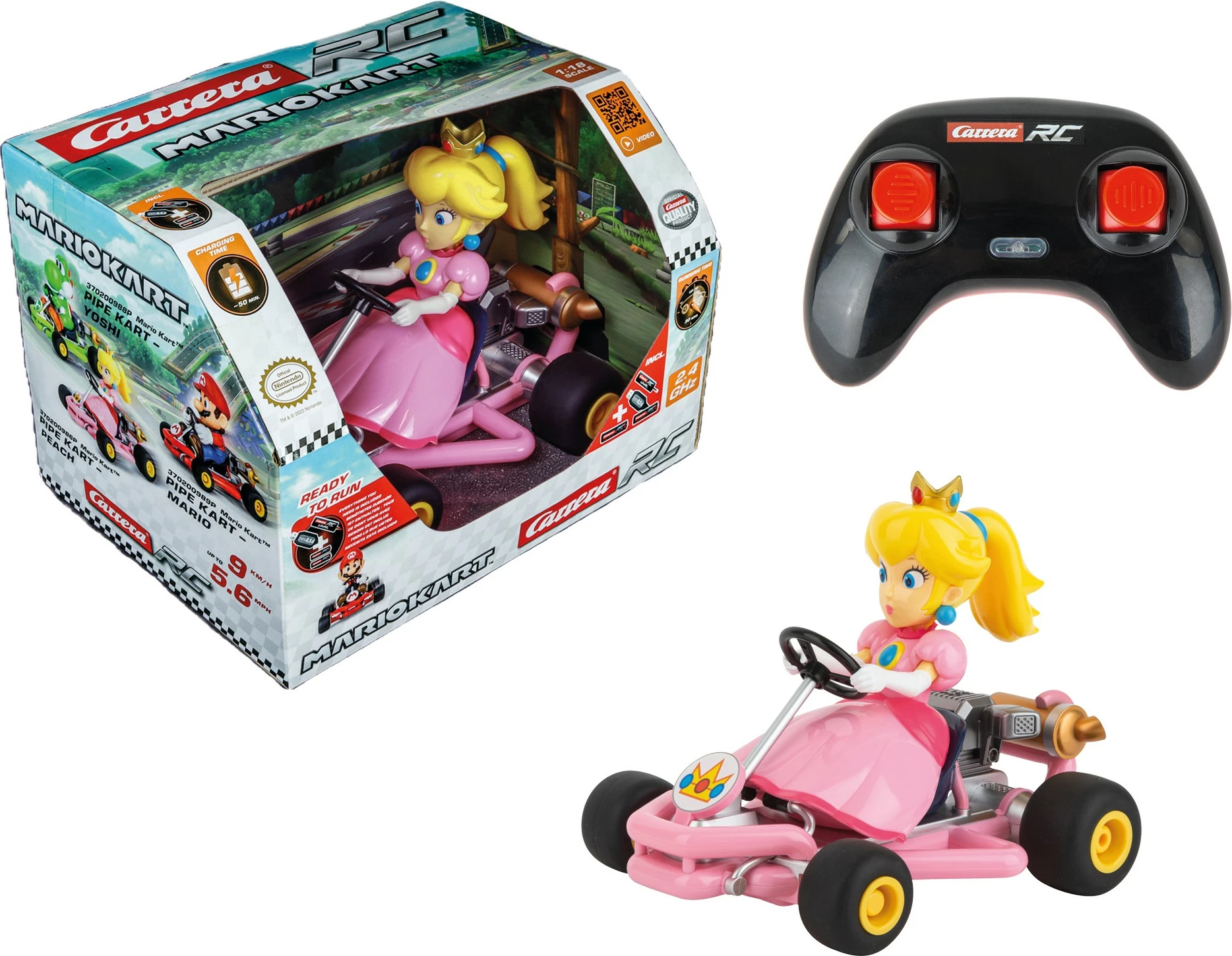Igrača na daljinsko vodenje, Mario Kart Pipe Kart Peach, Carrera, 2.4 GHz