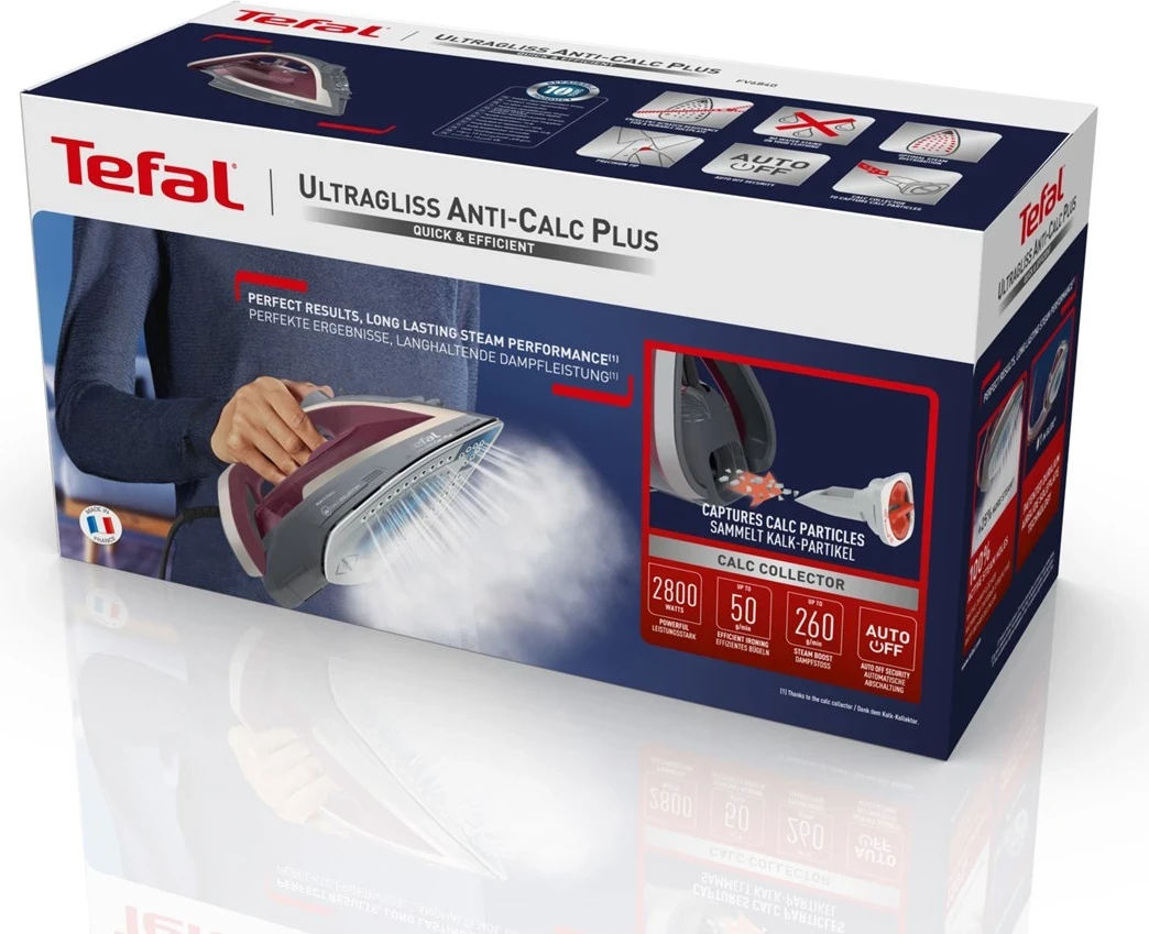 Likalnik Ultragliss Anti-Calc Plus Tefal FV6840E0, 2800 W, vijoličen/srebrn