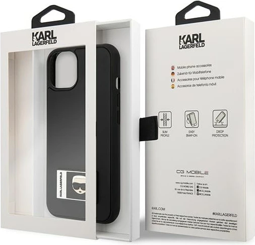 Zaščitni ovitek Ikonik Patch za iPhone 13 mini, Karl Lagerfeld, črn