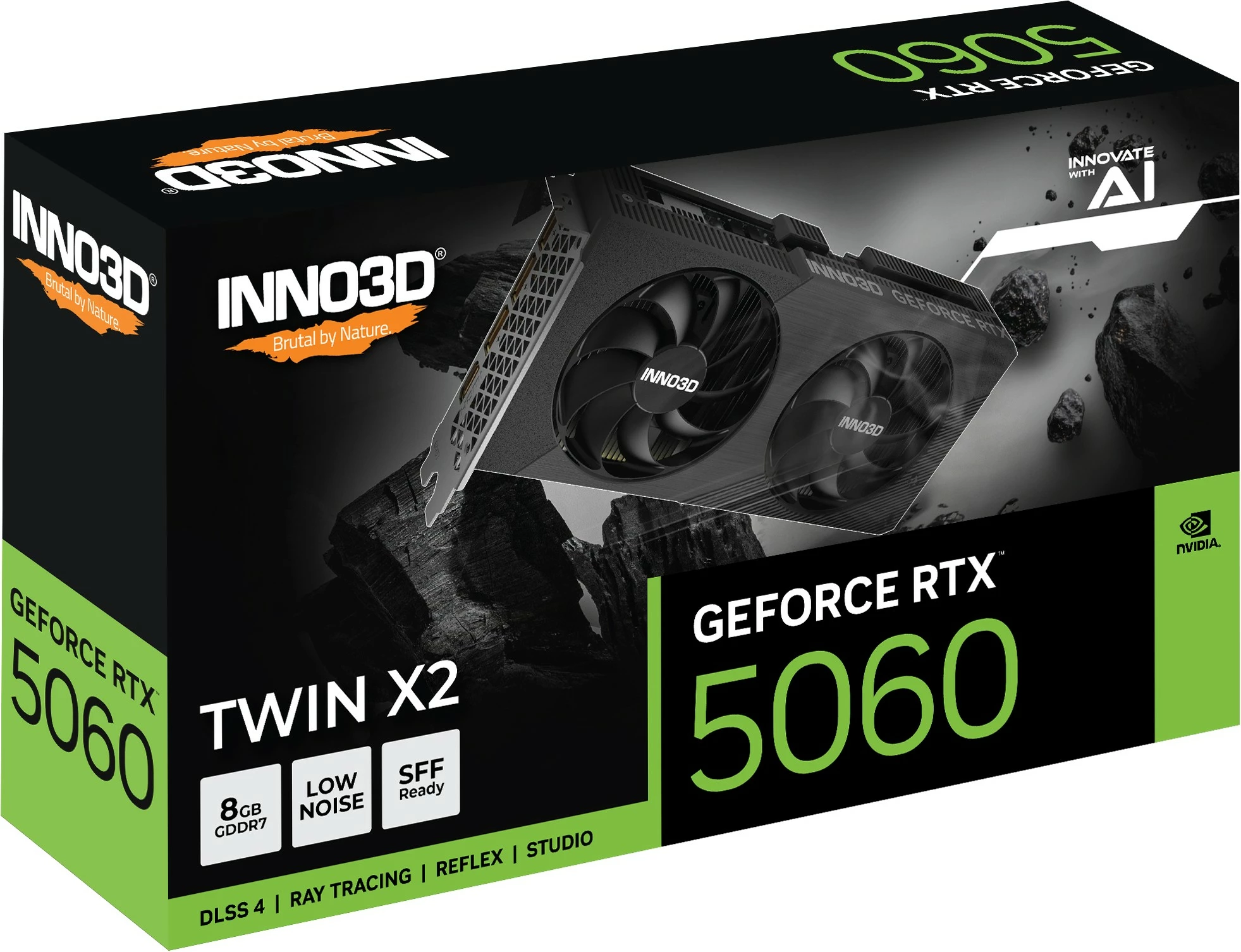 Grafična kartica Inno3D RTX5060 Twin X2 8GB GDDR7, črna Grafična kartica Inno3D RTX5060 Twin X2 8GB GDDR7, črna