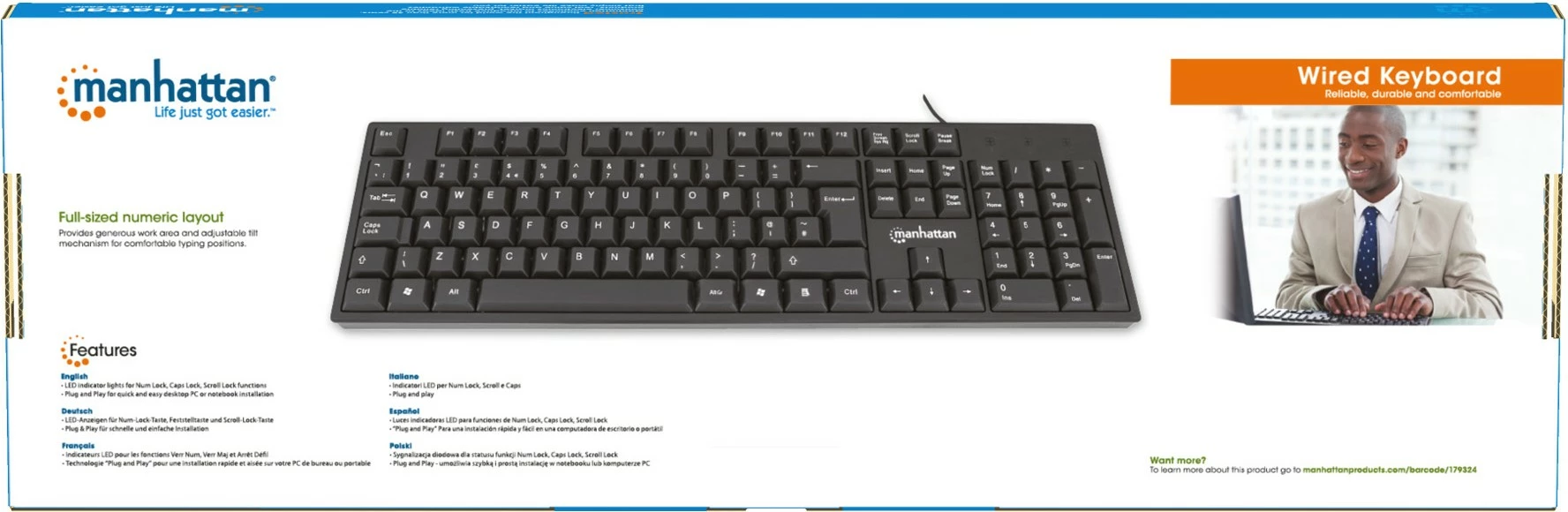 Tastatura MANHATTAN USB, črna