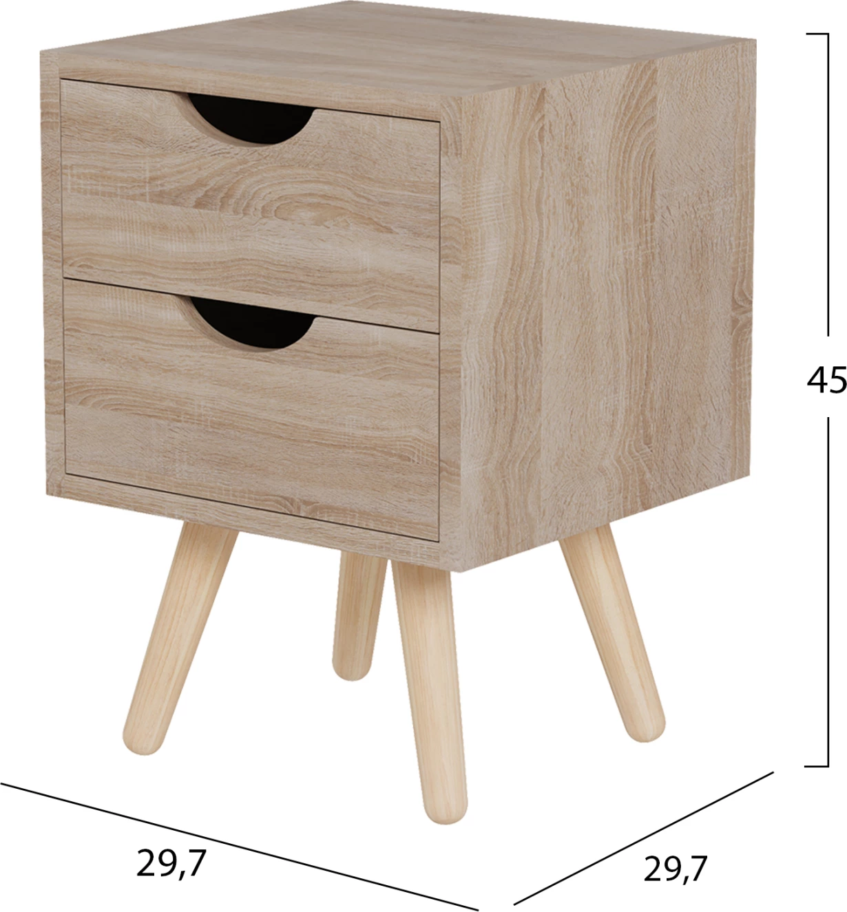 Nočna omarica DINKL FH2472.01 melamin-2 predala- sonama 29,7x29,7x45Hcm