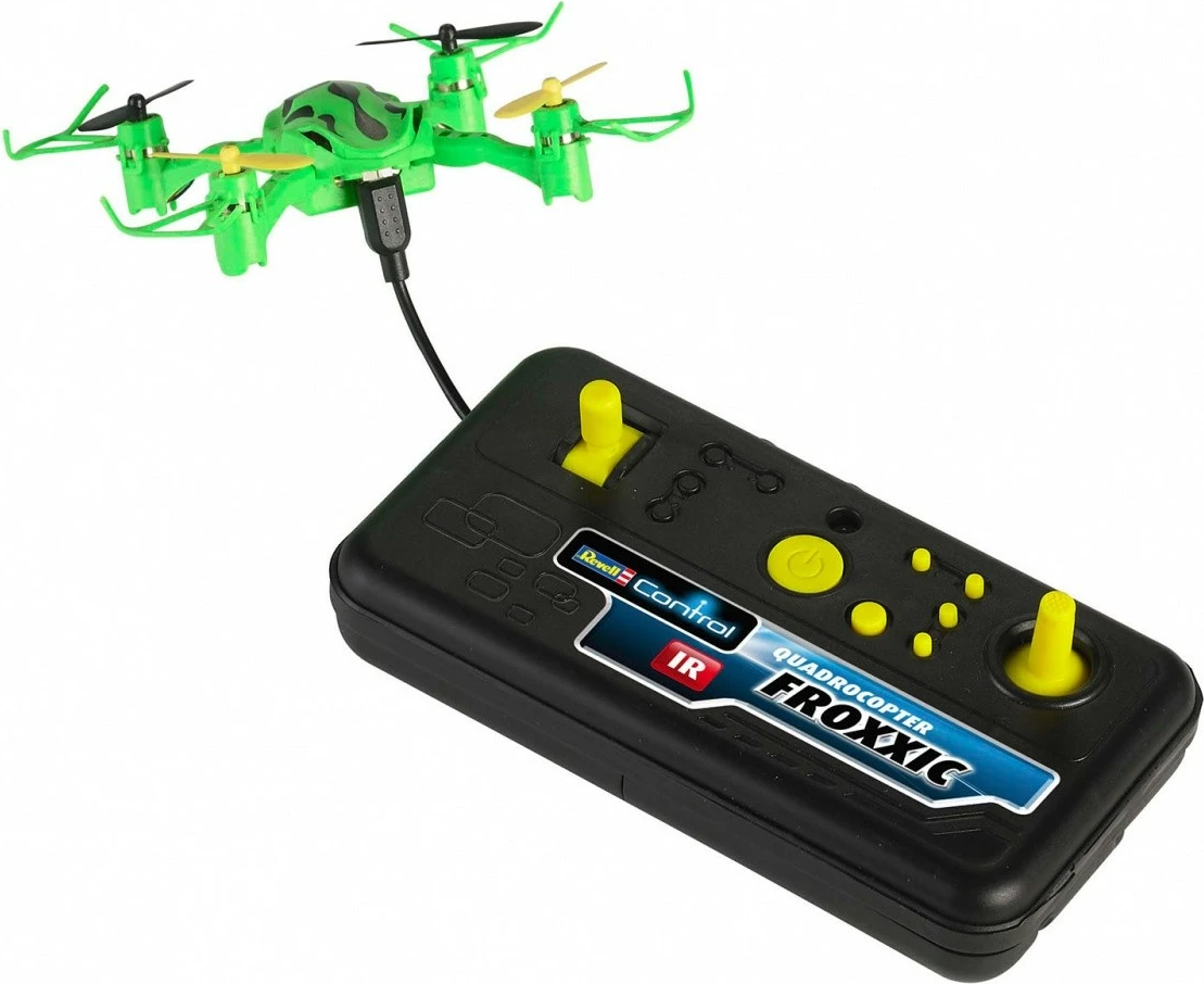Majhen plastičen dron z daljinskim upravljalnikom, črno-zelene barve, Revell RC Froxxic