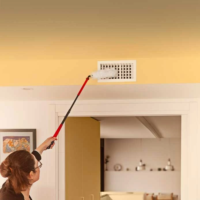 Lopata za prah z dolgim ročajem Vileda Flex&Catch, 1 vložek, rdeča