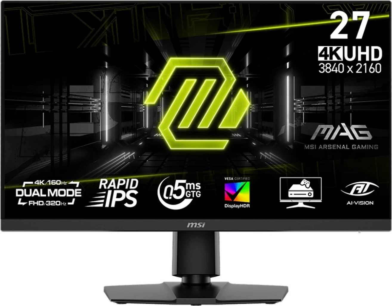 27-palčni igralni monitor, 160Hz 4K, 320Hz Full HD, Rapid IPS, črn MSI MAG 272URDF E16