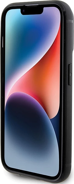 Zaščitni ovitek z bleščicami in kovinsko ploščico z logotipom Karl Lagerfeld za iPhone 15 Pro Max, črn