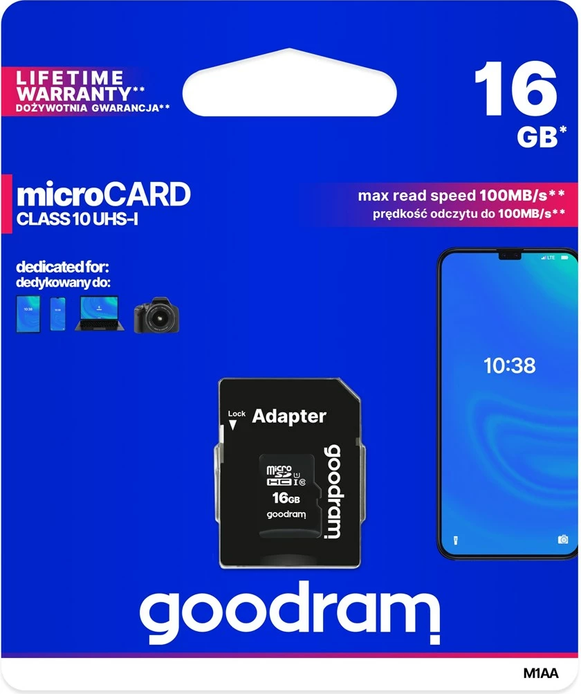 Kartica za shranjevanje Goodram M1AA-0160R12, 16 GB, črna