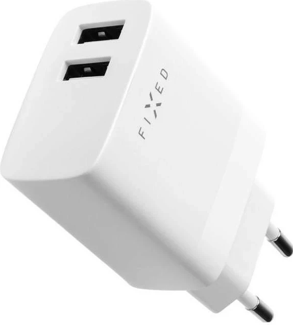 Polnilec 17 W, 2x USB, bel Fixed
