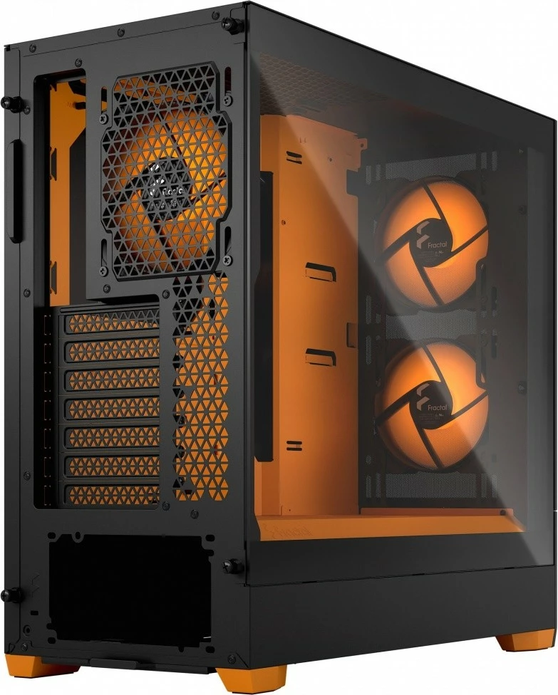 Računalniško ohišje z oranžnim RGB osvetljenjem, Fractal Design Pop Air TG Clear Tint RGB, Midi Tower, ATX/Micro ATX/Mini ITX, črno/oranžno