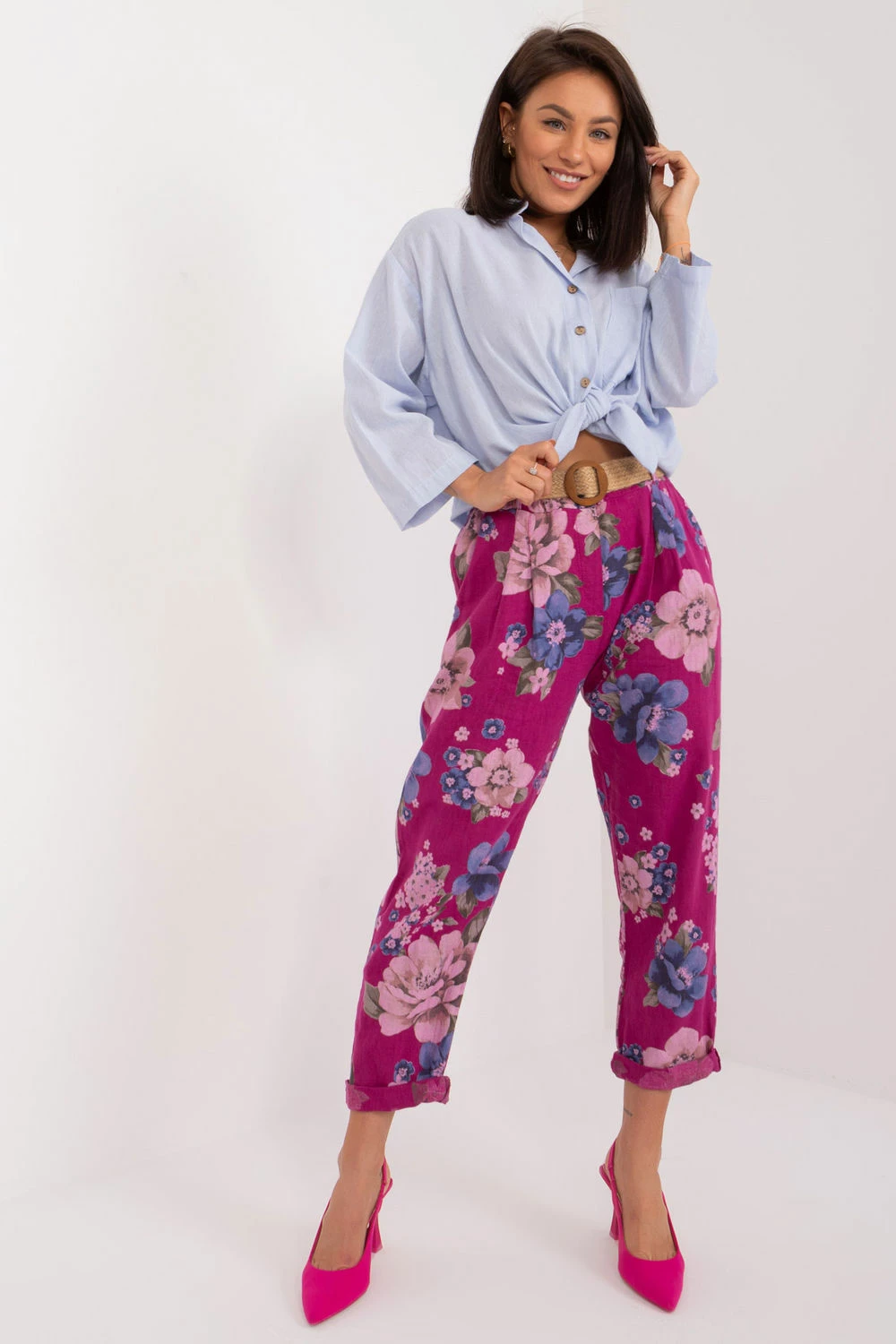 Visoke hlače ženske Italy Moda, vijolične