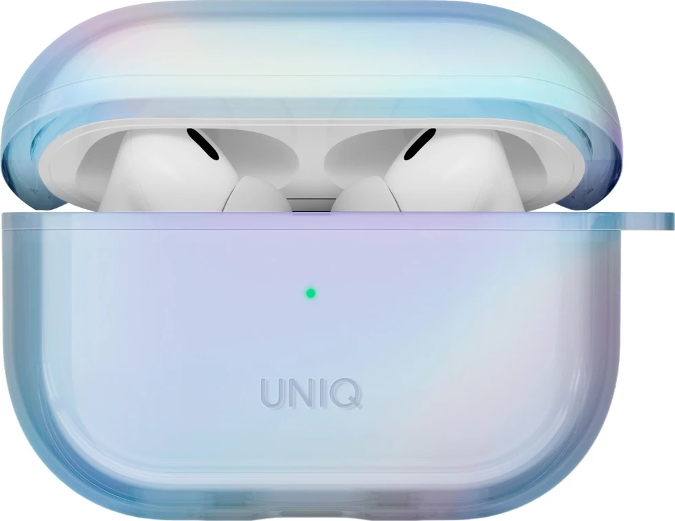 Zaščitna prevleka z holografskim učinkom za AirPods Pro 2 UNIQ Iridescia, z karabinom, modra