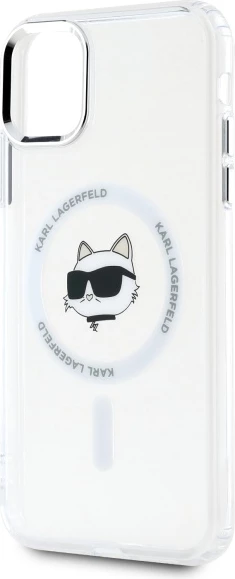 Ovitek za telefon IML Metal Choupette Head MagSafe za iPhone 11, Karl Lagerfeld, bel