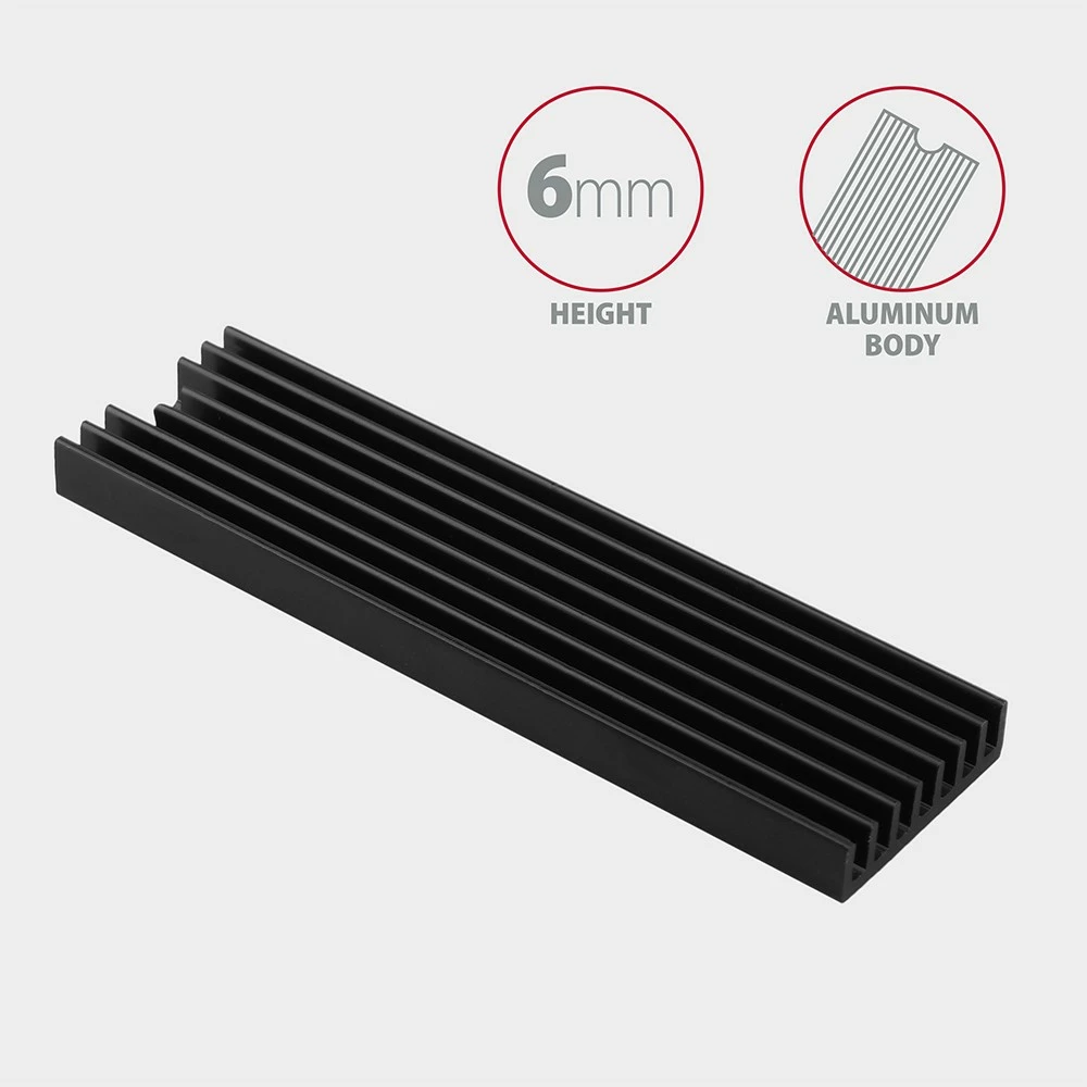 Pasivni radiator za SSD M.2, alumin, 22x80 mm, črn, AXAGON CLR-M2L6 Pasivni radiator za SSD M.2, alumin, 22x80 mm, črn, AXAGON CLR-M2L6