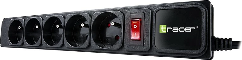 Podaljšek Tracer PowerGear, 3 m, 5 vtičnic, črn