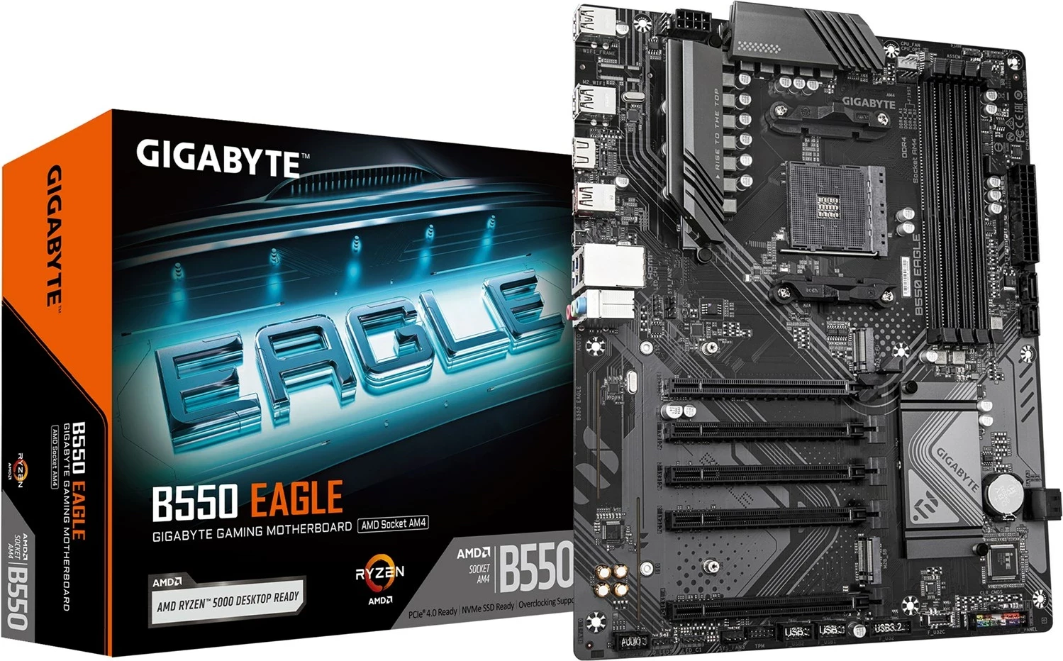 Matična plošča Gigabyte B550 EAGLE, Socket AM4, ATX, DDR4, PCIe 4.0, črna