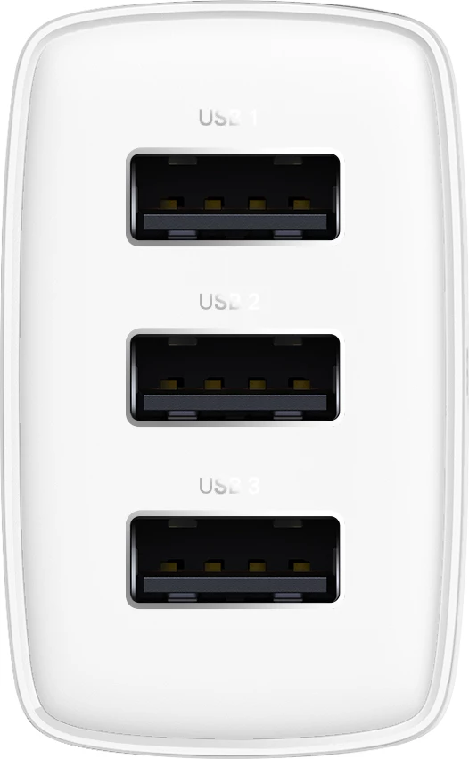 Stenski polnilec Baseus CCXJ020102, 3x USB, 17W, bel