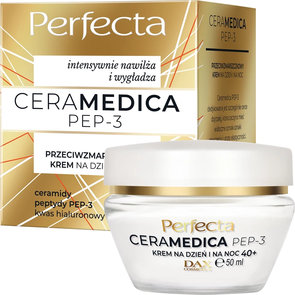 Dnevna in nočna krema za obraz proti gubam za ženske Perfecta Ceramedica Pep-3, 50 ml
