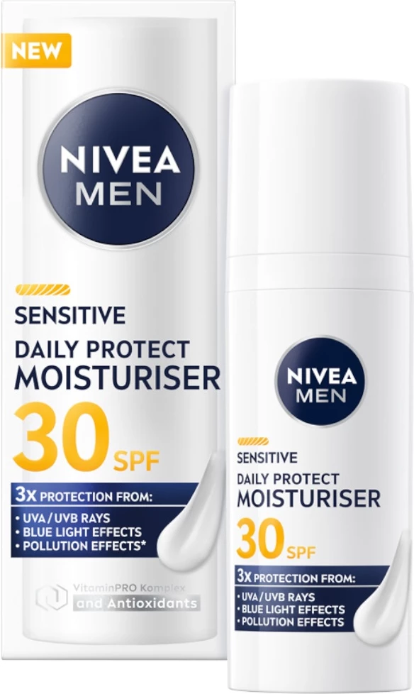 Hidratantna krema za obraz za moške Sensitive Daily Protect Nivea Men, SPF30, 50 ml