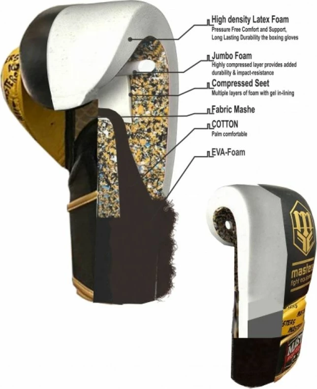 Boksarske rokavice RBT-PROFESSIONAL Masters 01101-10, moške, črne in zlate