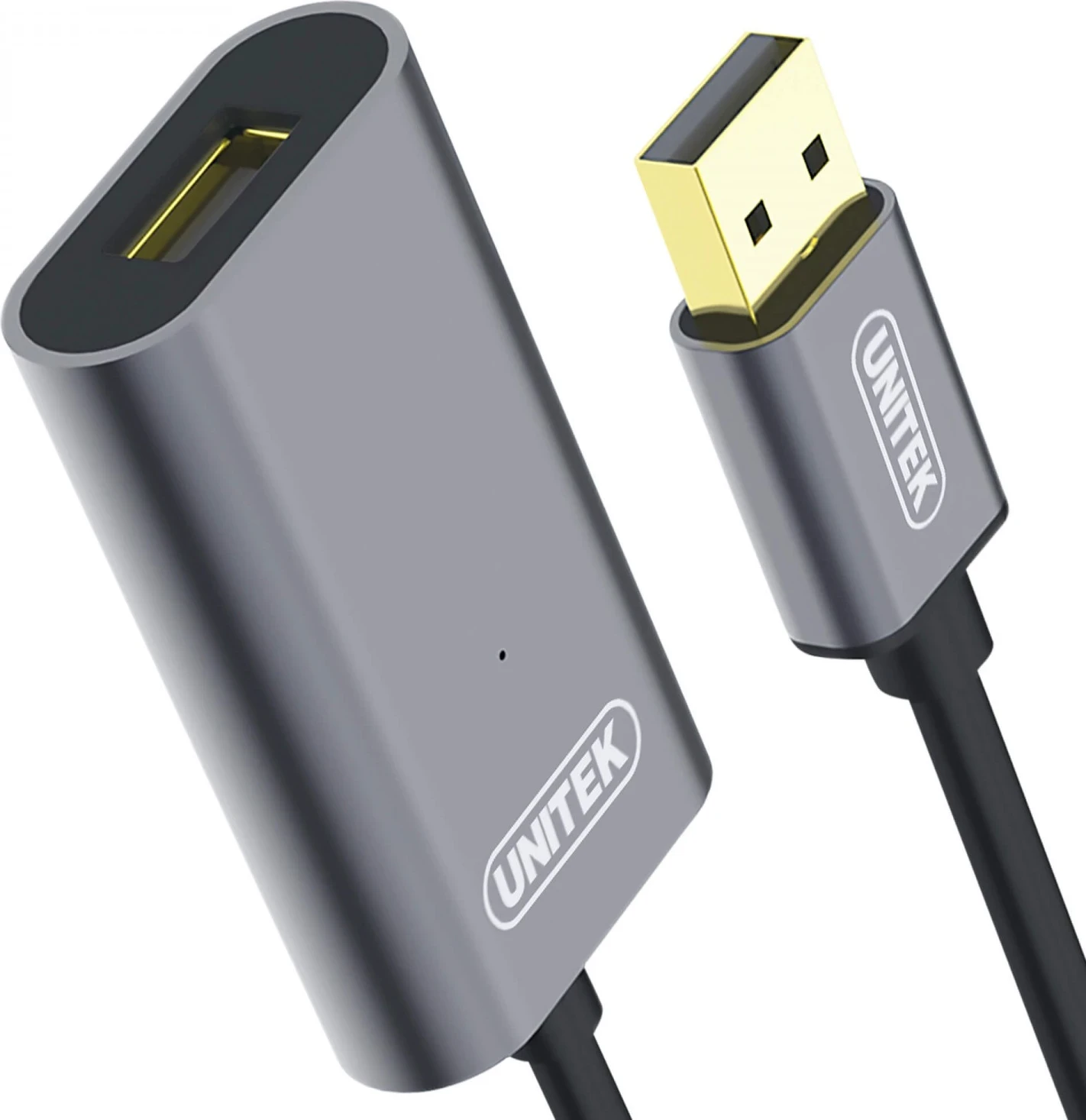 Zgkušen razširjevalnik USB, Unitek, 5,0 m, črn