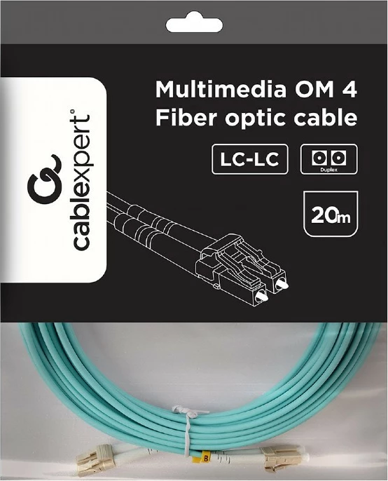 Optični kabel OM4, Gembird CFO-MDOM4-LC/LC-20M, 20 m, LC/LC, turkizen