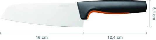 Kuhinjski nož Santoku Fiskars Functional Form 16 cm, črn/oranžen