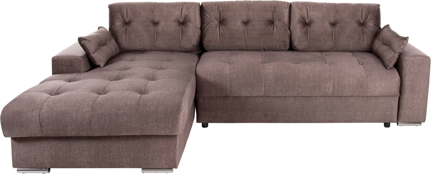 Kotna (leva) raztegljiva sedežna garnitura z ležiščem in shranjevalnim prostorom Clancy FH3281.03L rjava tkanina 308x181x92H cm