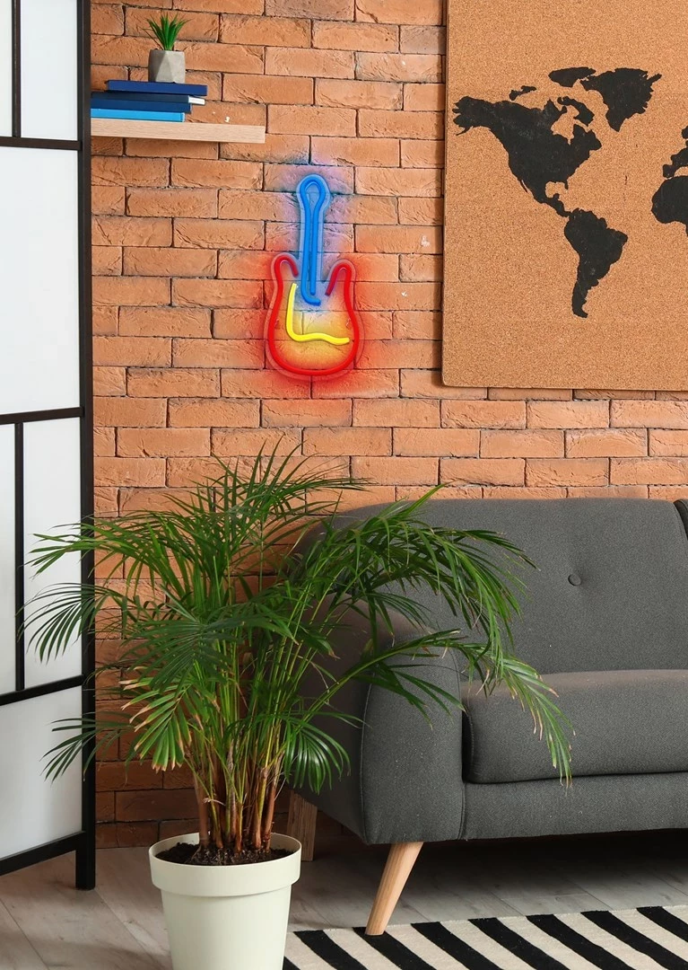 LED dekoracija v obliki kitare, Actis Neon Guitar, večbarvna